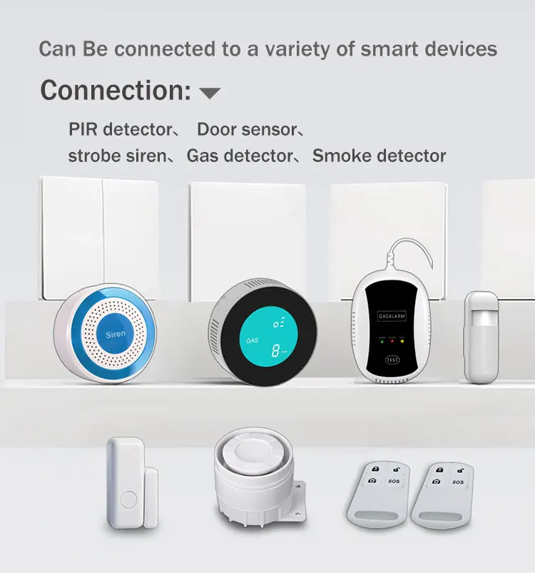 Daytech TA01 Tuya APP Remotely Control Wireless WiFi/GSM Smart Alarm System Home Security Alarm System Set with Motion Detector