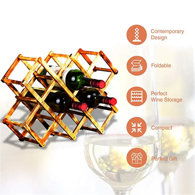 
Creative elegant large capacity lasting durability wood rack wall wine 