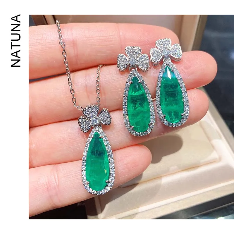 Fashion Water Drop Shape Jewelry Women 925 Sterling Silver And Copper Jewelry Set Turkish Jewelry