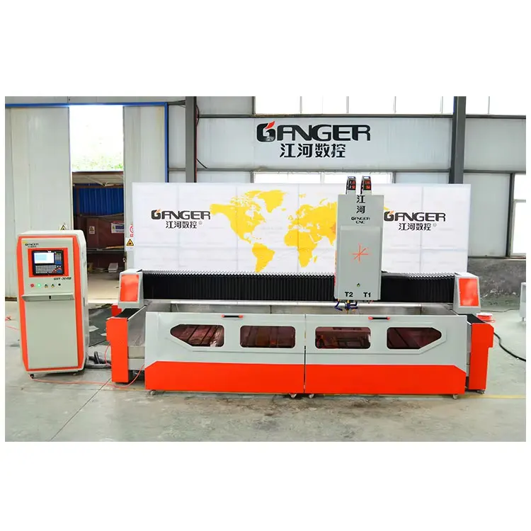 GANGER 3 axis cnc stone cutting machine for marble quartz granite kitchen countertop sink hole edge profiling and polishing