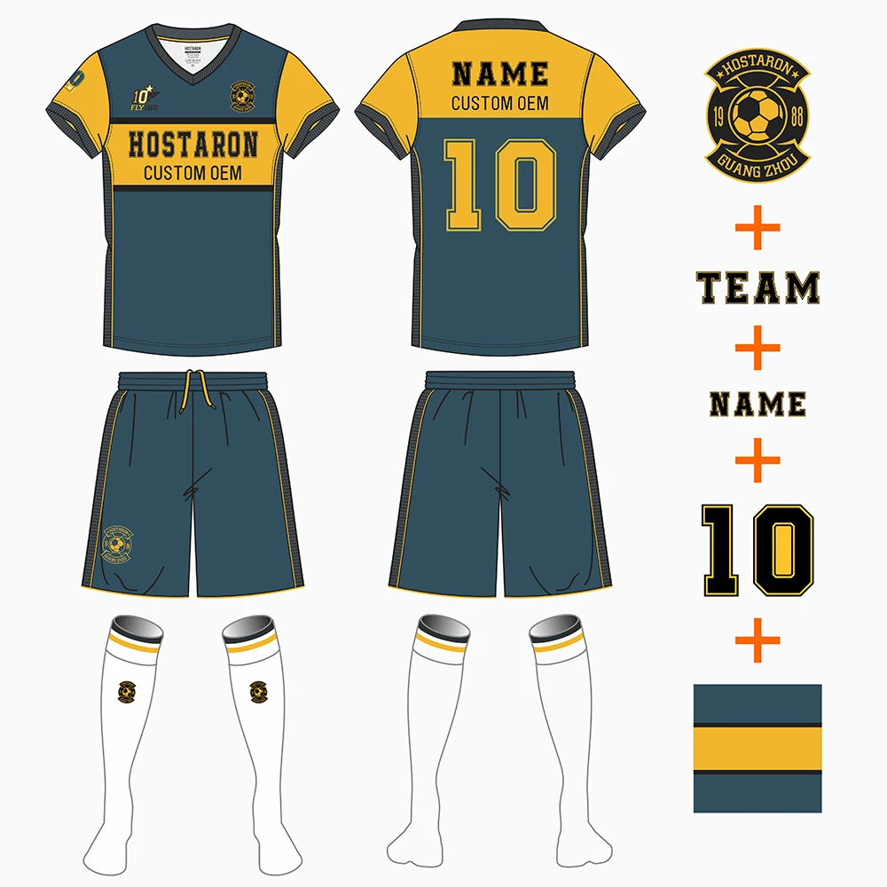 HOSTARON Soccer Teamwear Series High Quality Football Uniforms New Design OEM Custom Men Football Jersey Shirt Print Sportswear