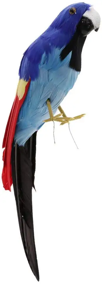 Decorative Feather Parrot Model Artificial Bird Statue Macaw Figurine Fancy Dress Props Home Park Garden Tree Ornament Decor #H