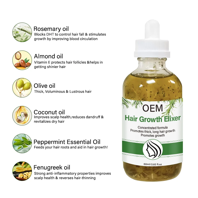 Customised Herbal Blend Rosemary Infusion Extreme Hair Growth Scalp Massage Oil Mint Castor Anti Alopecia Hair Strengthening Oil