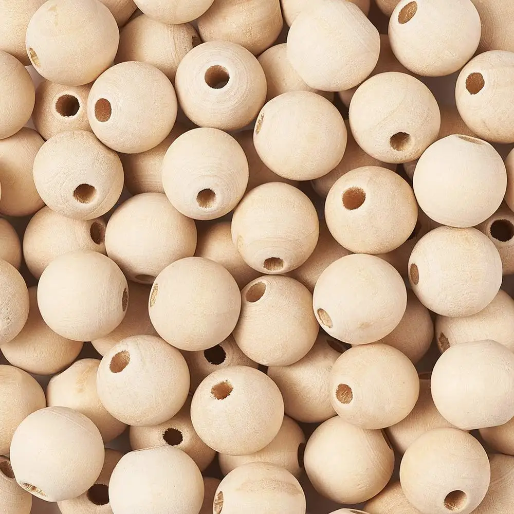 20 pieces 19mm Natural Unfinished with Heart Wood Round Beads Original Color Wooden Slices Ball for DIY Craft Jewelry Making