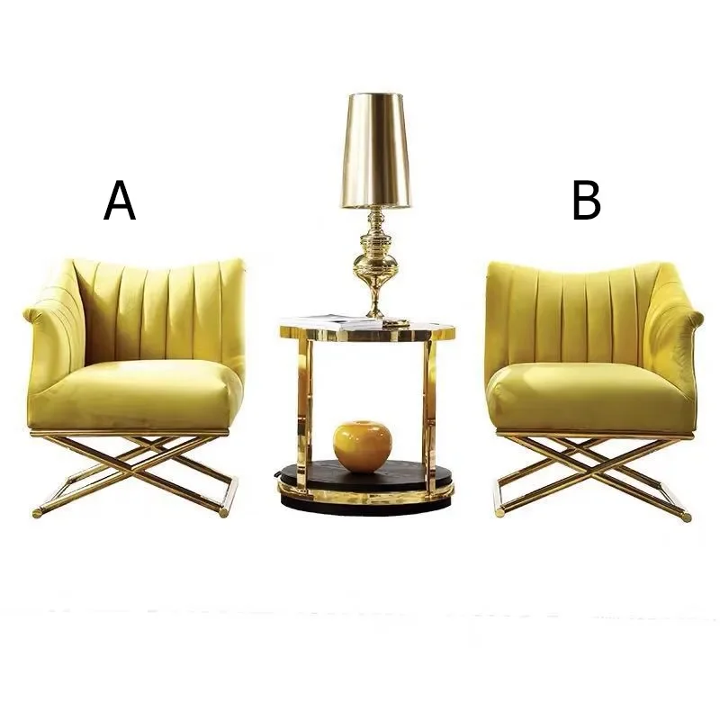 Hot Sales Luxury Stainless Steel Velvet Upholstered Accent Chair Living Room Lounge Chair Lobby Armchair For Hotel Cafe Shope