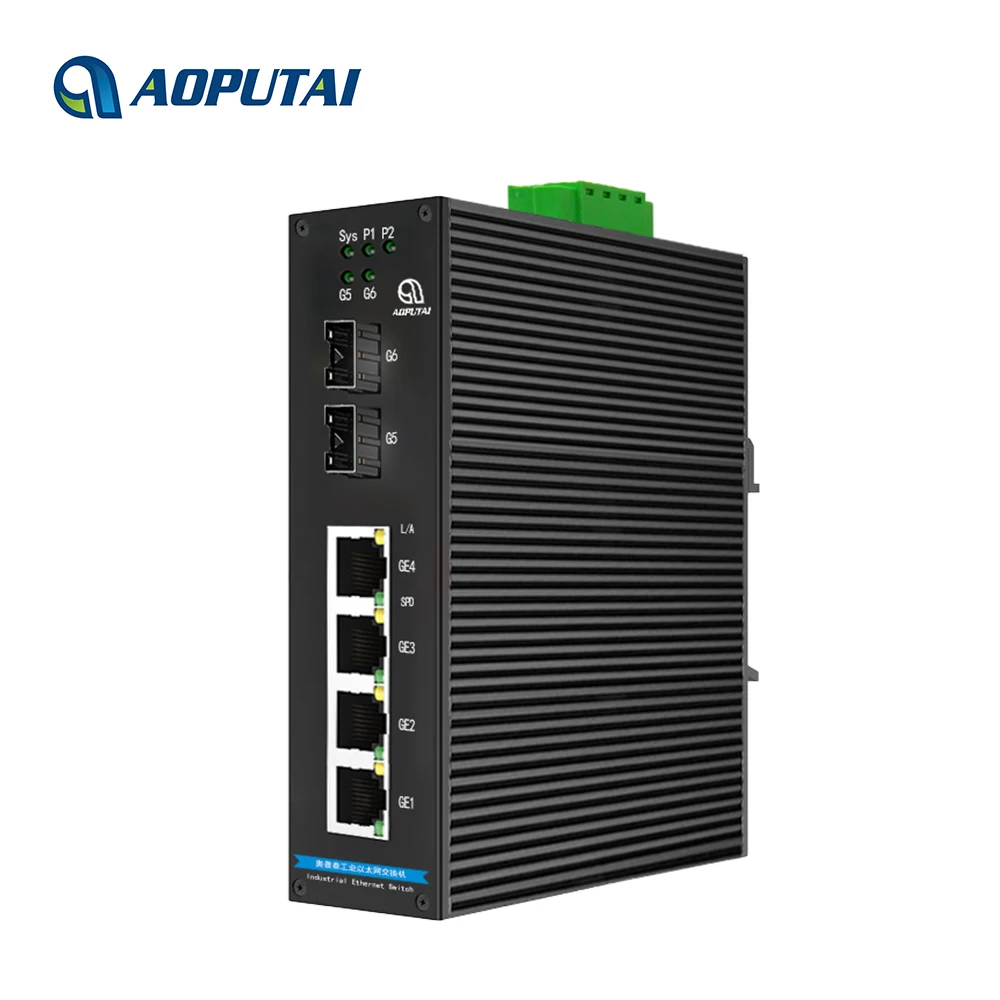 Industrial Grade Managed 4 1000M Base-TX RJ45 Port Ethernet and 2 gigabit SFP port Network Switch