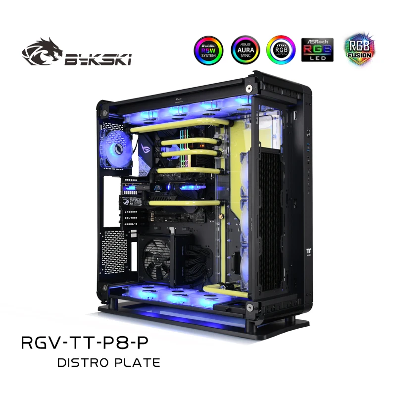 Bykski TT Core P8 TG Distro Plate For Thermaltake Core P8 Case  Reservoir DDC Pump Combo,Water Cooling Tank,12V/5V RGV-TT-P8-P