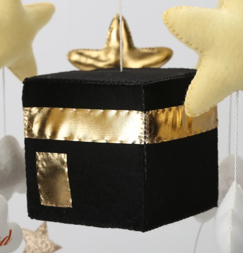 muslim baby mobile felt moon and star cube Kaaba Islamic cot mobile quran crib mobile