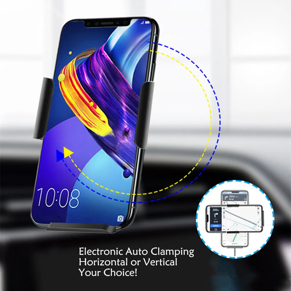 
Factory Made 10W QI Wireless Fast Charger Car Phone Holder with Infrared Induction Electronic Auto Clamping Suction Mount K88 