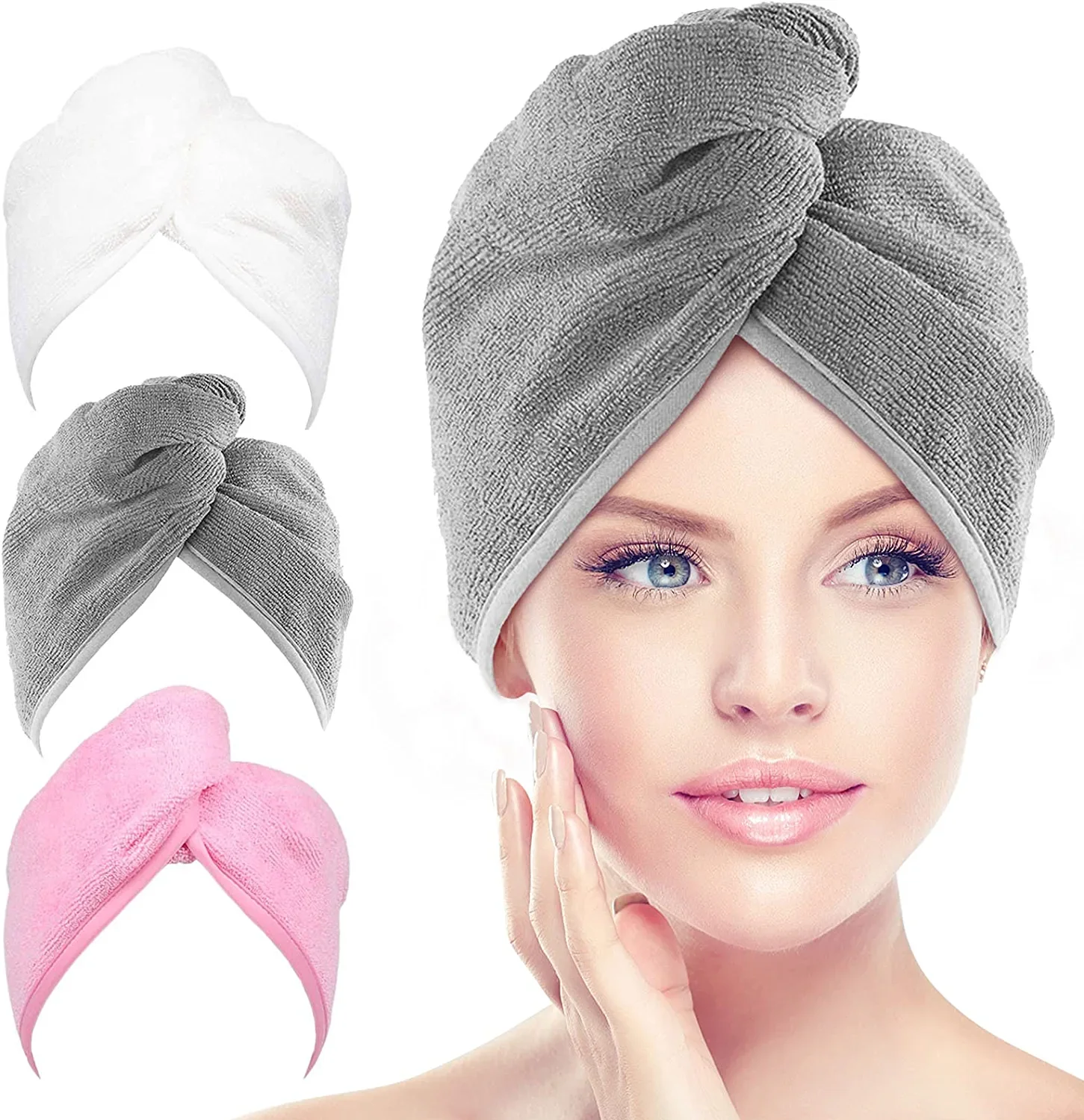 Custom logo hair salon drying turban towel Microfiber wrap hair towel for curly hair after shower