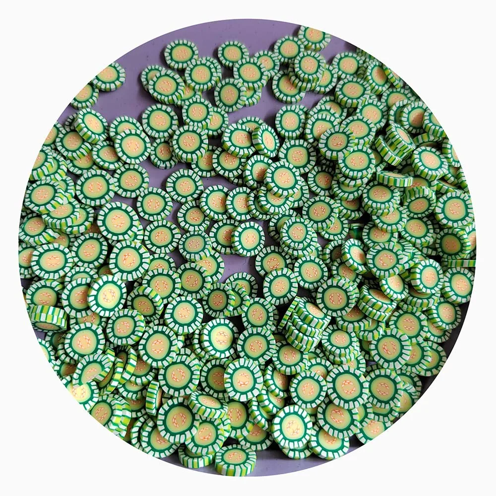 Lottery 500g Polymer Clay Cucumber Slices Sprinkles Lovely Vegetable Confetti for Slime Crafts Making Nail Art DIY