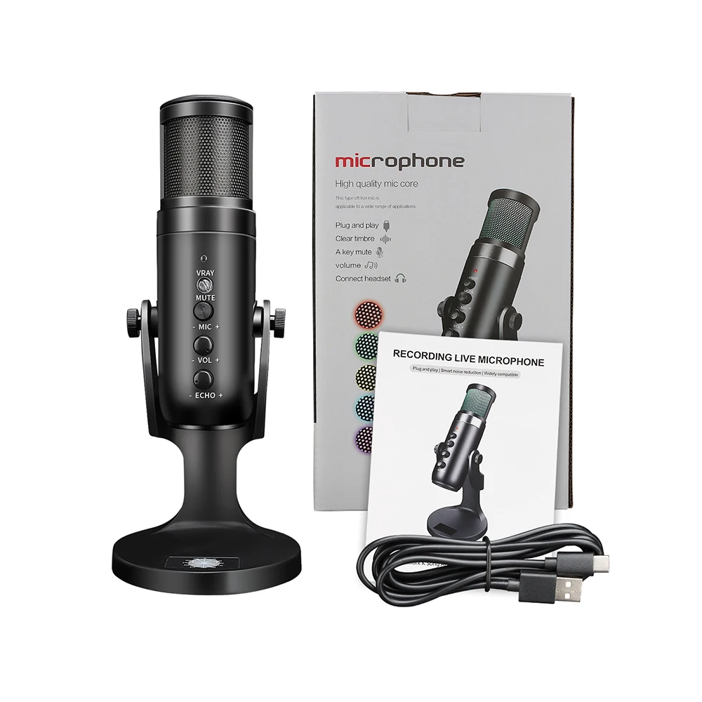  DLDZ Mic Typec игровой Студийный микрофон USB профессиональный конденсаторный для записи Youtube RGB ПК OEM Заводской Новый