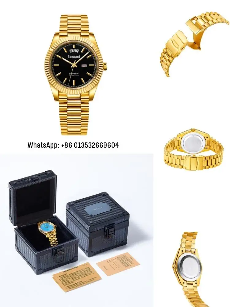 Men mechanical watch with night vision needle sapphire glass watches men wrist
