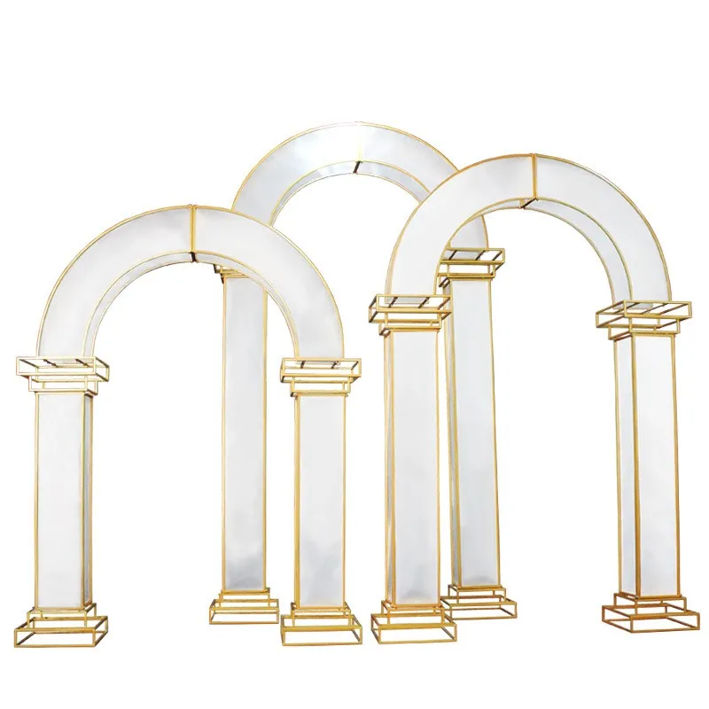 Wedding Props Background New Wrought Iron white membrane Square Roman Column Arch Ornaments