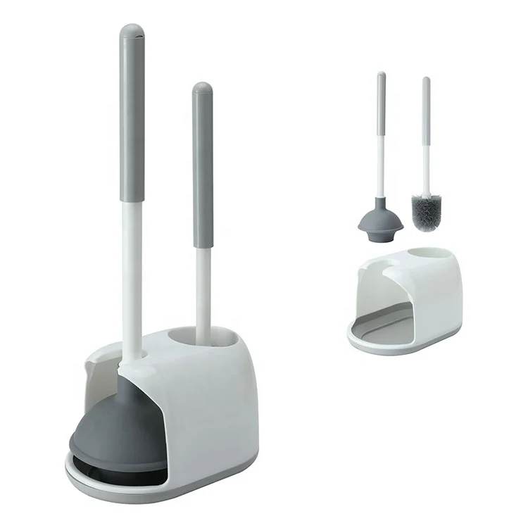 2 In 1 Toilet Plunger and Bowl Brush Combo Hidden Toilet Plunger and Brush with Holder for Bathroom Deeply Cleaning