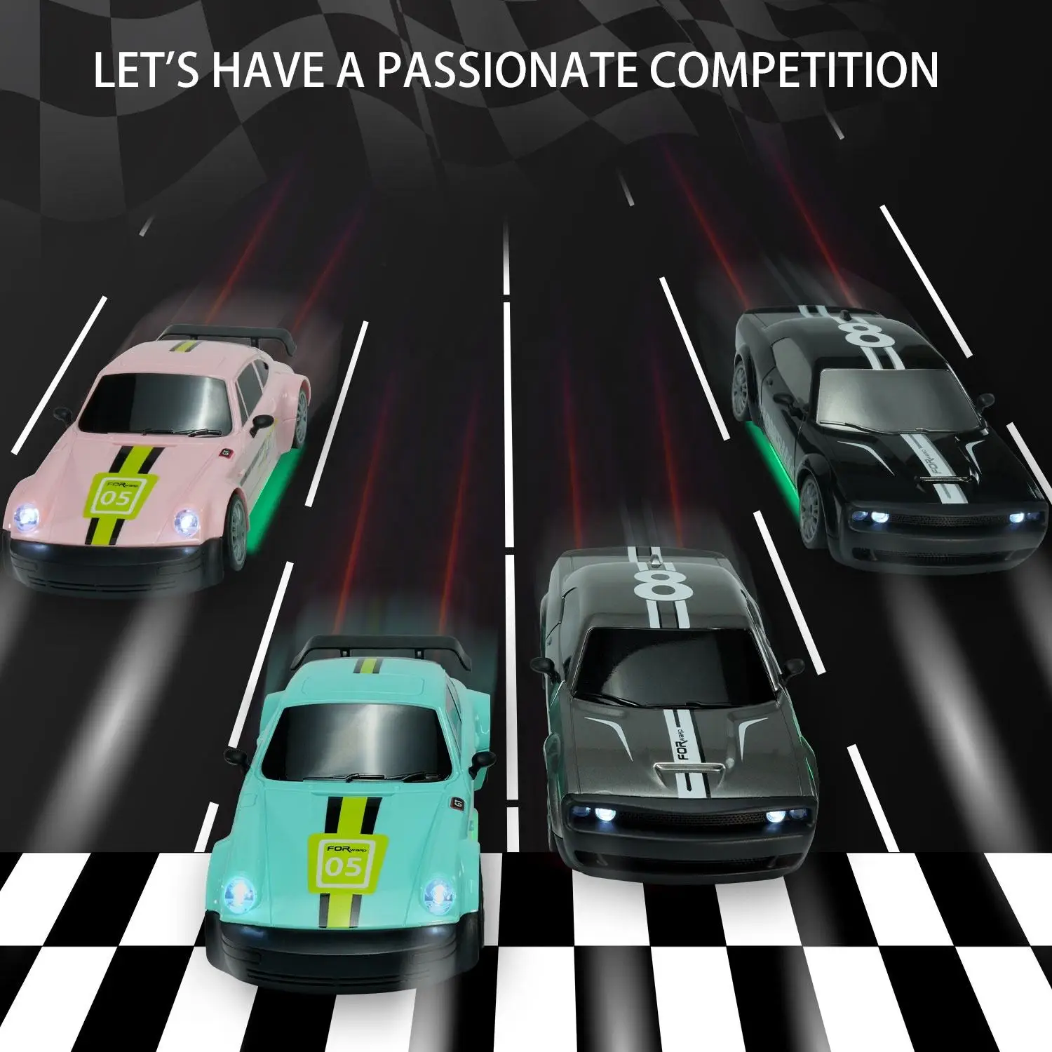 Remote Control Car Drift 2.4ghz 1/20 Scale Four Wheel Drive High Speed Vehicle With Led Lights Drifting Racing