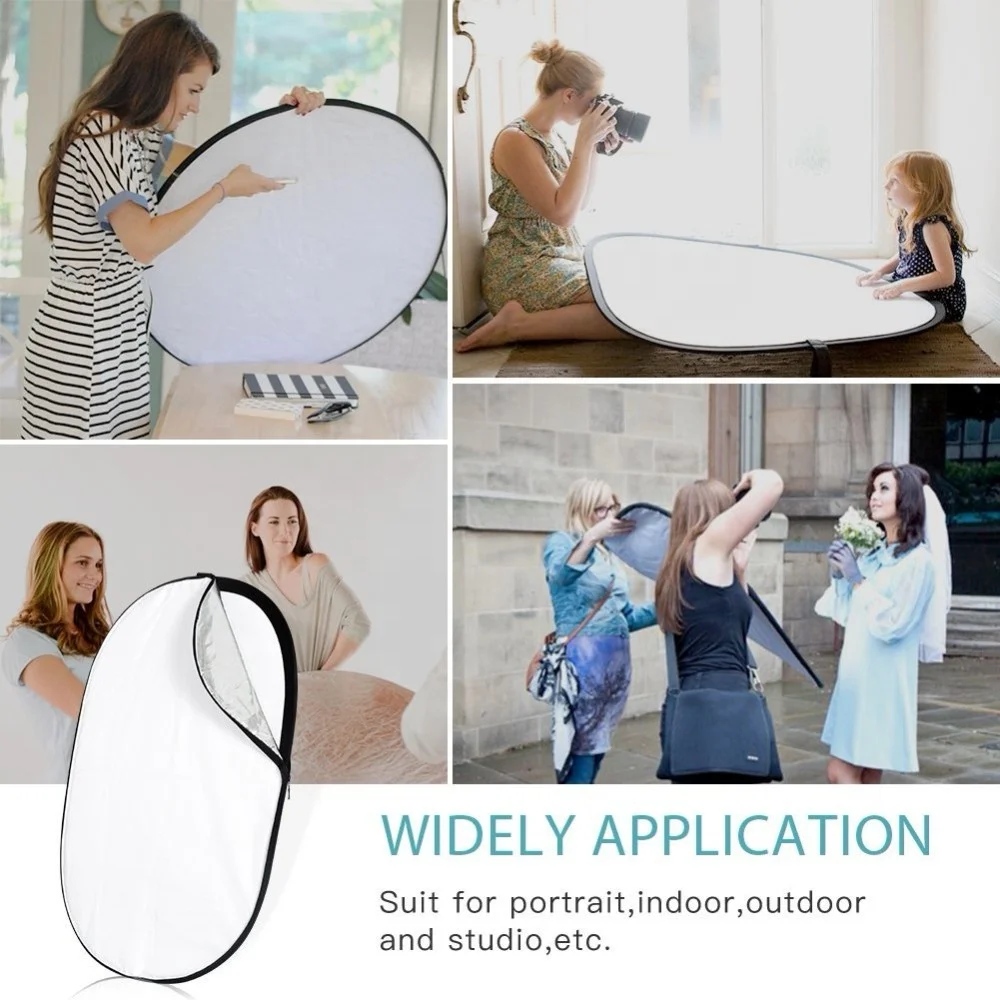 5 in 1 Oval 60X90cm 24inchX36inch Professional Collapsible Multi-Disc Light Reflector with Handles