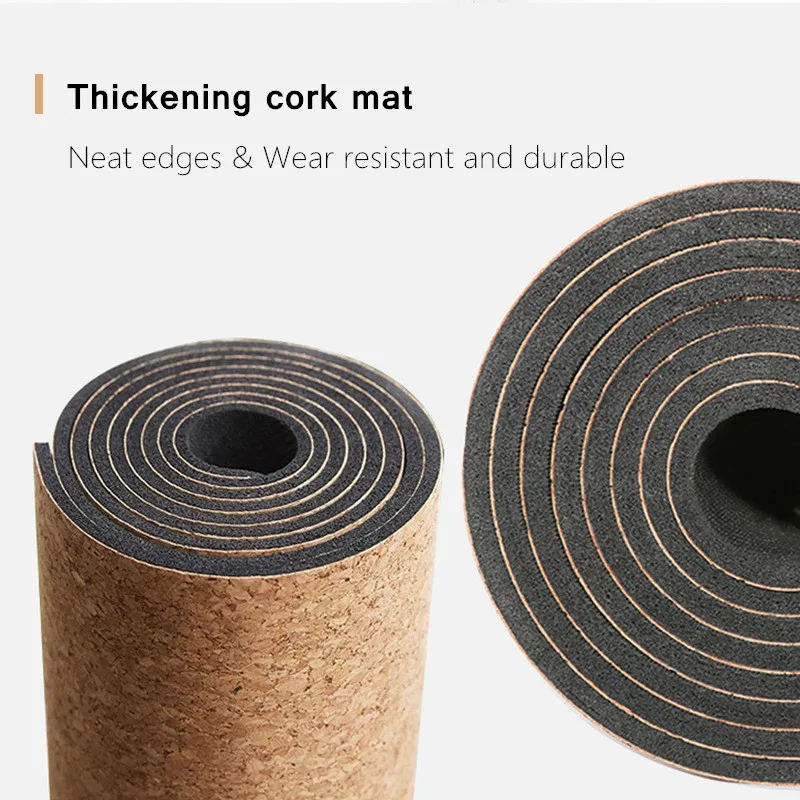 High Quality Customized Foldable High Elastic Personalized Premium Cork TPE rubber Non-Toxic Thick 6mm Anti-Slip Cork Yoga Mat