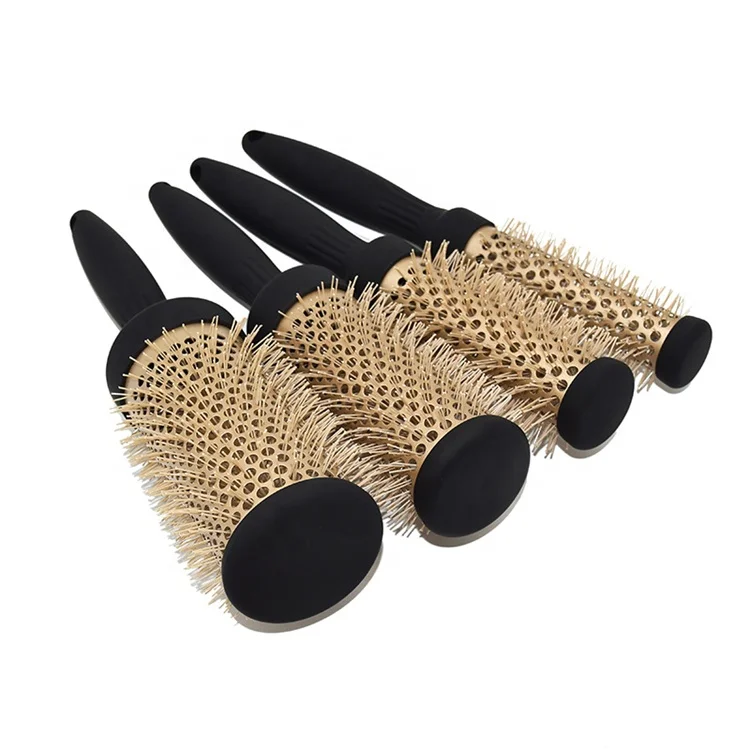 New Design Curly Hair Comb Aluminum Tube Nylon Hair Brush Custom Round Hair Brush