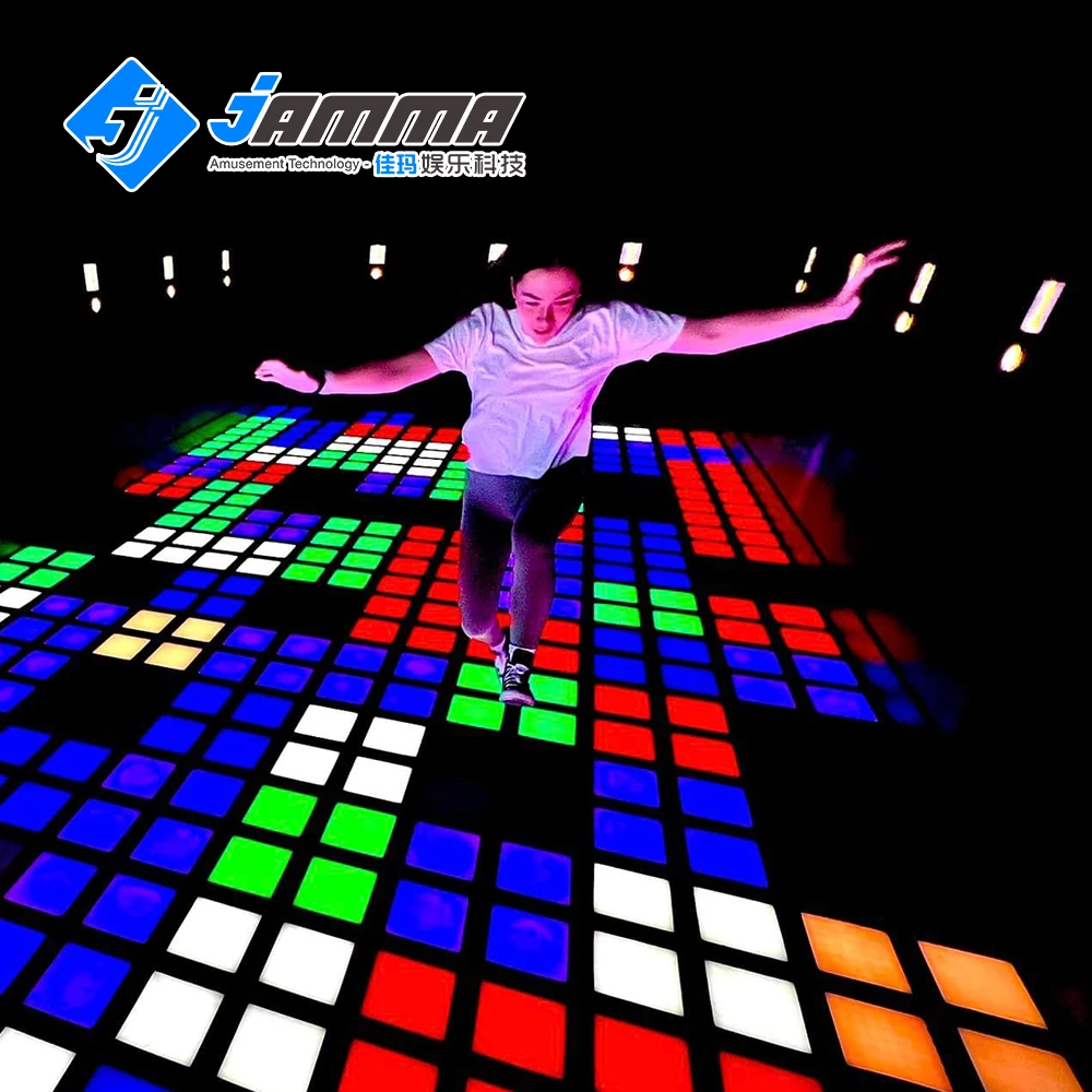 active game Interactive 30x30cm LED Grid Game Metal Floor Arena for Kids in Playhouse Trampoline Park Shopping Mall