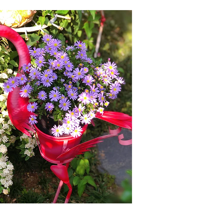 Garden Decoration Big Size Plant Pots Metal Made Pots for Plants Garden Flamingo Shaped  Plant Pots Wholesale