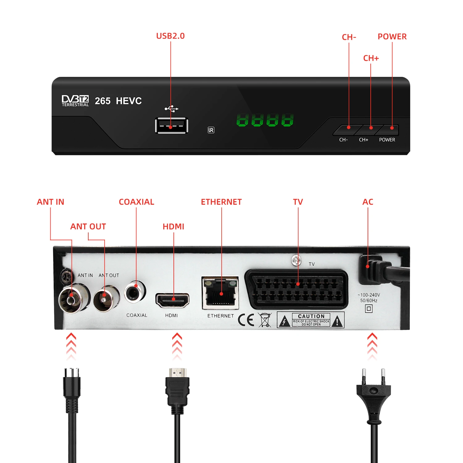  Цифровой ТВ-тюнер Junuo для HEVC H.265 DVB-T2 FTA TV приемник с Ethernet