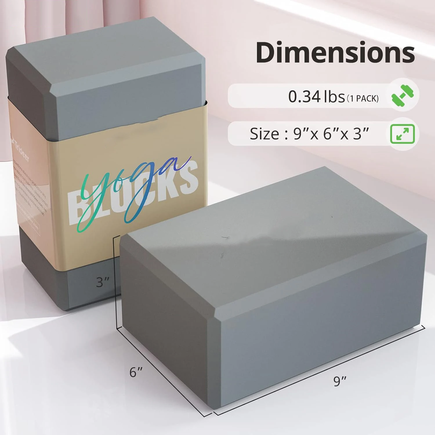 2024 Hot Sale Grey Yoga Blocks Soft Non-Slip Surface EVA Foam Supportive Lightweight Odor Resistant Yoga Essentials