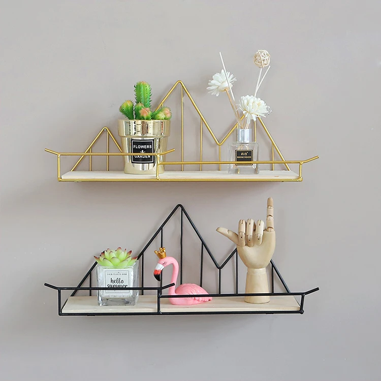 Wall Decor Shelf Metal Wood Rustic Decorative Hanging Floating Shelves Mount Decoration Furniture Wood Wall Shelves