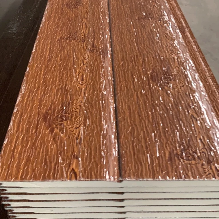 Green building material heat insulation pu foam sandwich panel  embossed metal facade  panels