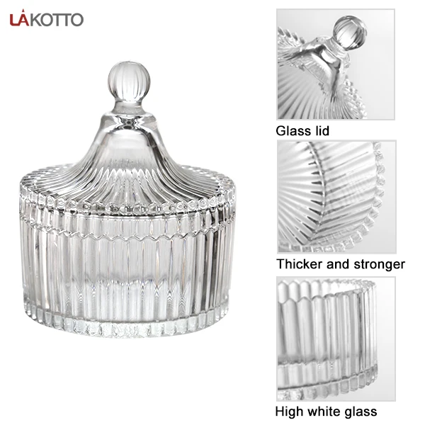 Candy Dish Bowl Jars Pots Cans Sample Packing Dispenser Container Storage Empty Glass Kitchen Minimalist Wooden Lid Glass Jar