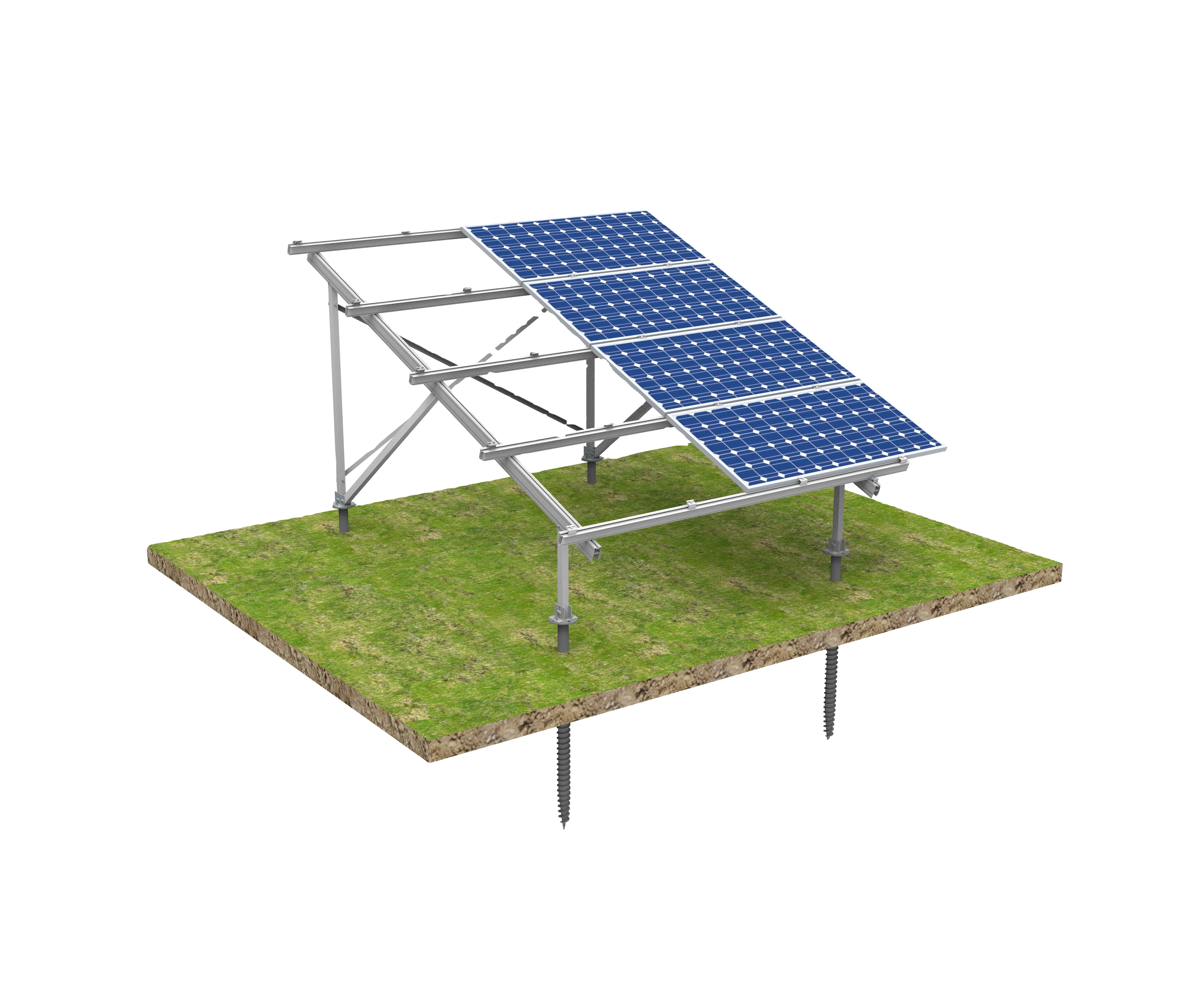 Aluminum made solar ground PV panel racking structure system