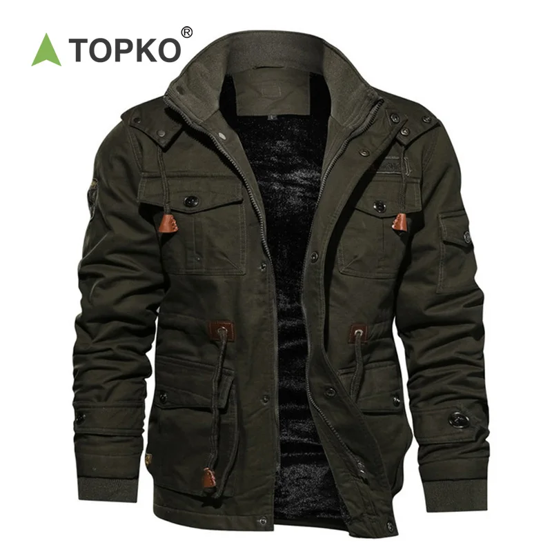 TOPKO High Quality Factory Wholesale Men Winter Padded Jacket Plus Size Velvet Fleece Fur Outdoor Clothing