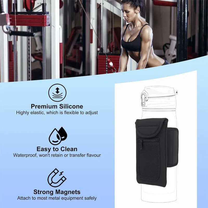 Wholesale Custom Neoprene Magnetic Water Bottle Non-Slip Bottle Bags with Phone Pocket