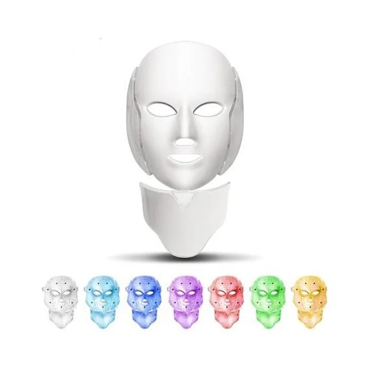 7 видов цветов Электрический светодиодный маска для лица машина для фототерапии лечения акне маска шеи красоты СИД маска для омоложения кожи