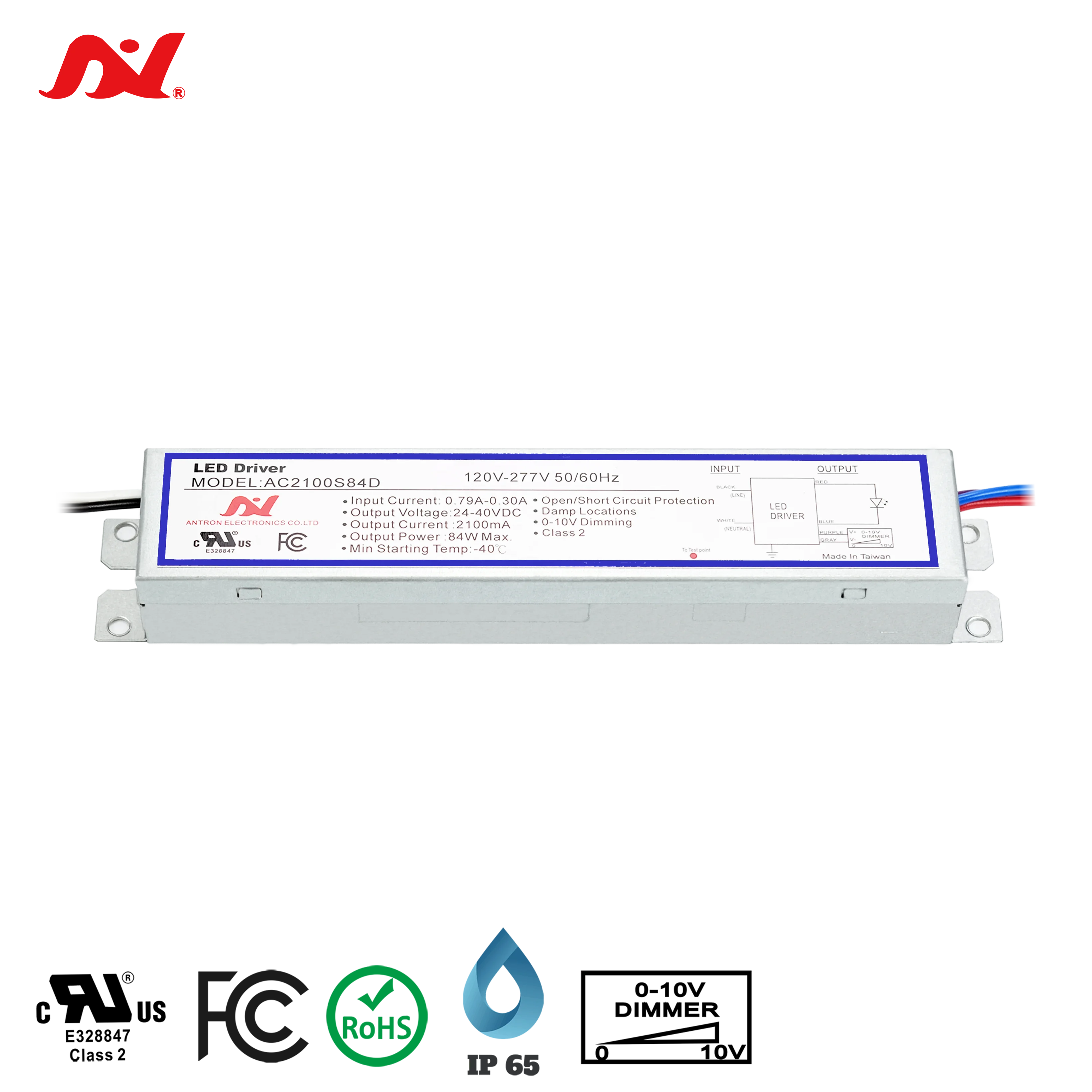 High Quality Dimmable LED Driver 100W Class 2