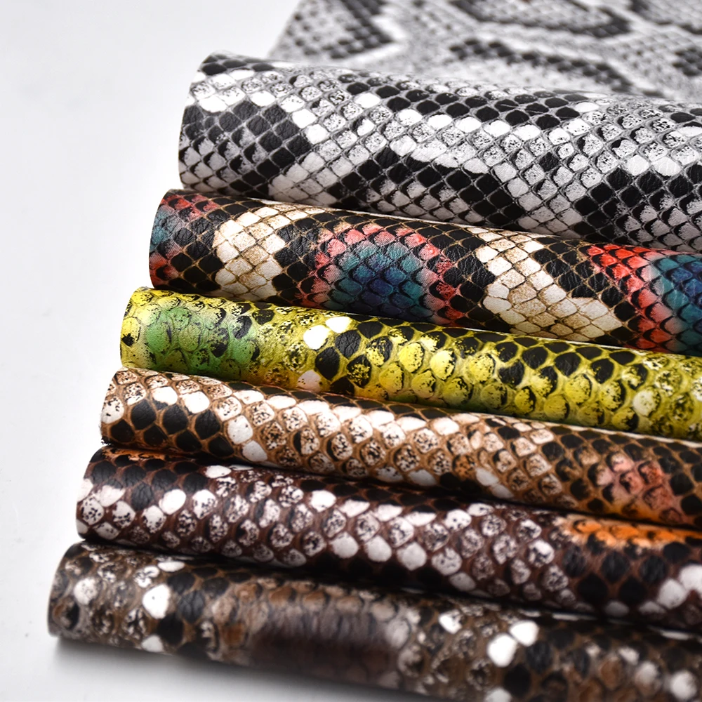 artificial leather realistic animal snake skin Pu Leather Delicate Snake Embossed Skin Pu Faux Leather for Women Shoe Upper