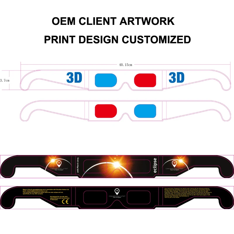 Custom Love Heart Star Diffraction Glasses Cardboard 3D Fireworks Glasses
