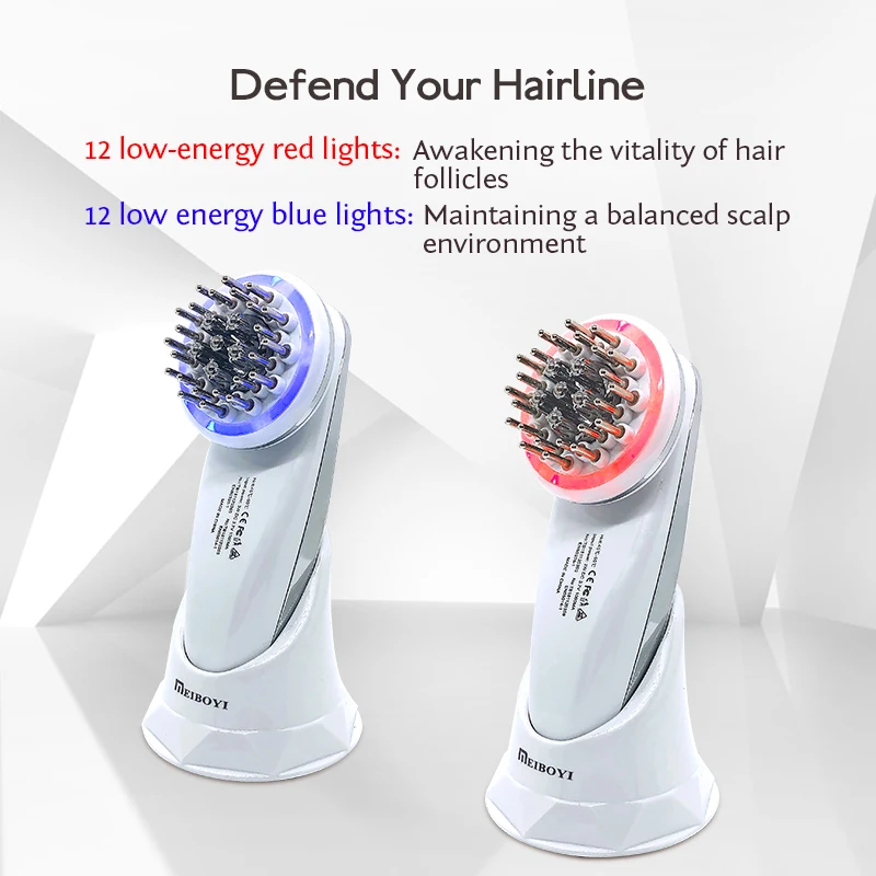 Scalp Care Brush Red Light Hair Growth Laser Comb Hair Scalp Oil Applicator / Vibrating Electric Head Scalp Massager