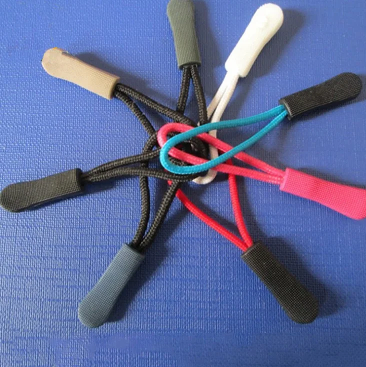 Clothing Plastic Zipper Sliders Silicone Non Lock Handle Tail String Pull Painted