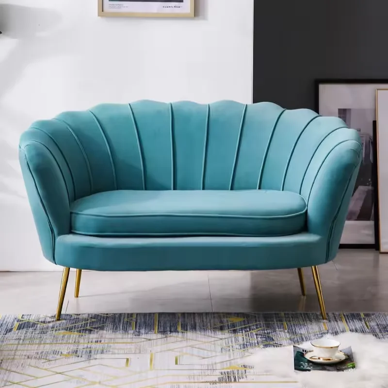 Home Furniture Luxury Modern 2 Seater Sofa Velvet Fabric Love Seat Sofa Bedroom Furniture Sofa Bed Nordic Style Pink White 30PCS