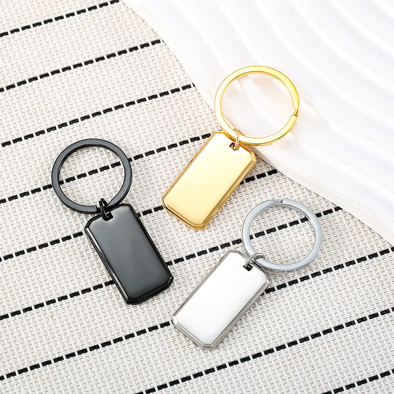 Personalized Blank Rectangle Bar Plane Picture Engraved Stainless Steel Keyring Calendar Keychain Souvenir Gifts Key Chain