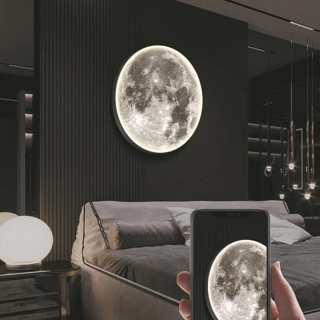 LED Lights Manufacturers Luxury Bedroom Living Room Decoration Fancy Lights for Home Iron Black Moon Walls Hanging Lamp