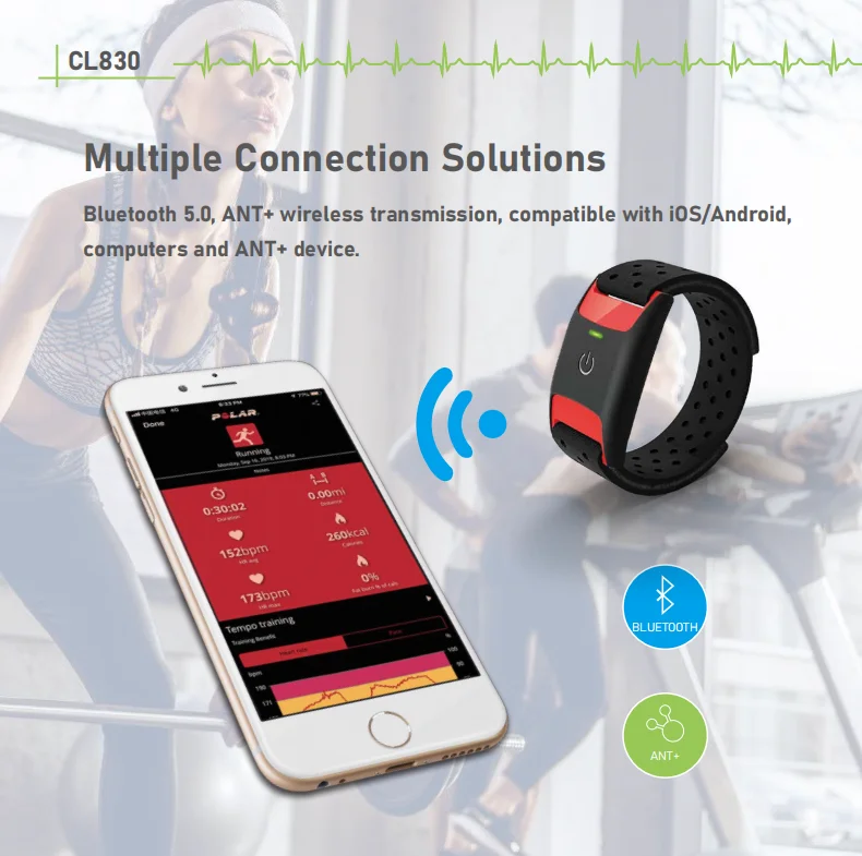 Chileaf Fitness Heart Rate Monitor 2022 Smart Heart Rate Monitor Ble and Ant+ Monitor Armband Support Zwift
