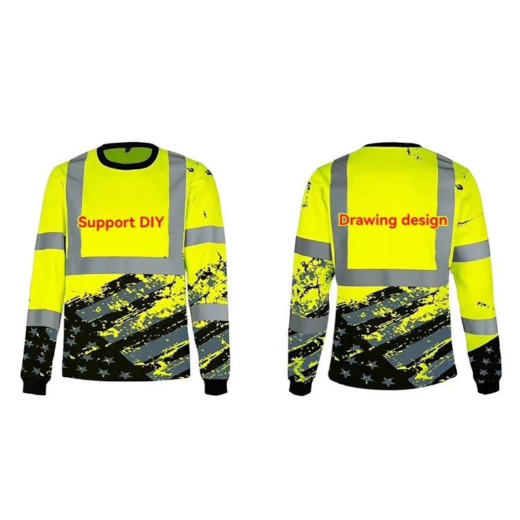 Full All Over Printed Fluorescence Polyester Reflective Work Long Sleeve Sublimation Shirts