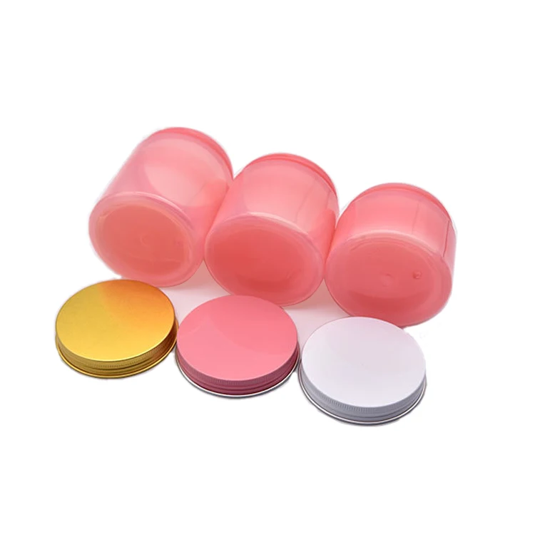 In stock 100ml 150ml 200ml 250ml Cosmetic Packaging clear container and Colorful jars gold Plastic pet pink Jar with lids