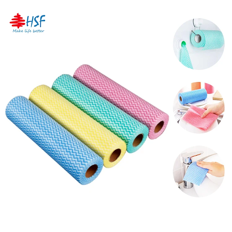 Colorful Wavyline polyester viscose kitchen cleaning cloths wipes roll wiping rags