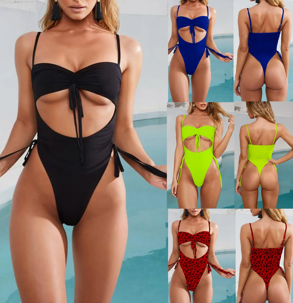 Oem High Quality 5 Colors Bikini Ladies One Piece Bandage Swimsuit Sports Bikini Swimwear Micro Bikini
