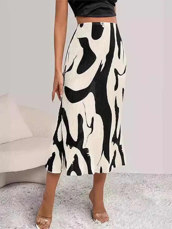 New Design Women Lady Casual Slim Skirt Pattern Printed High Waist for