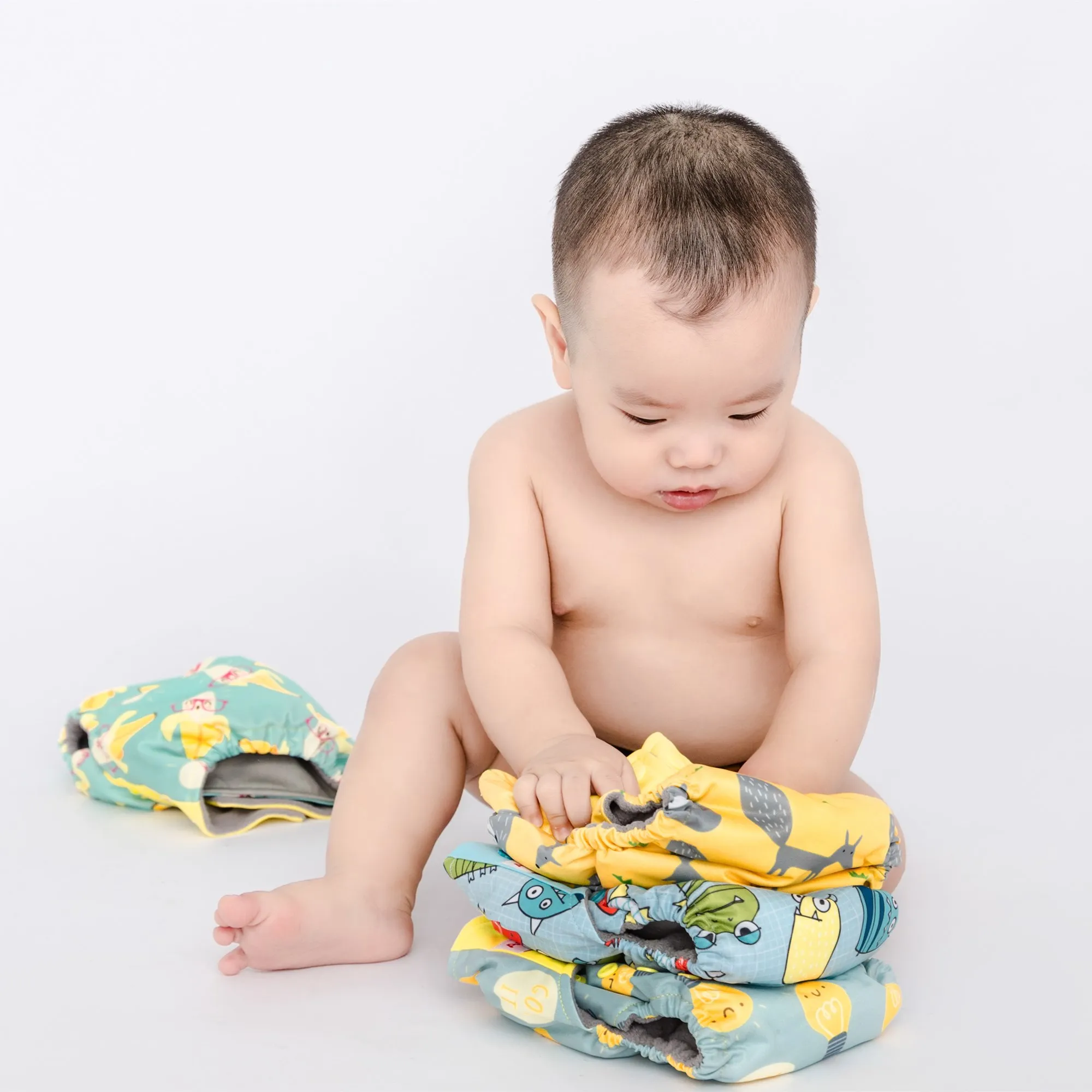 
Asenappy Washable Cloth Diaper Pocket Double Row Snaps Cloth Nappy 