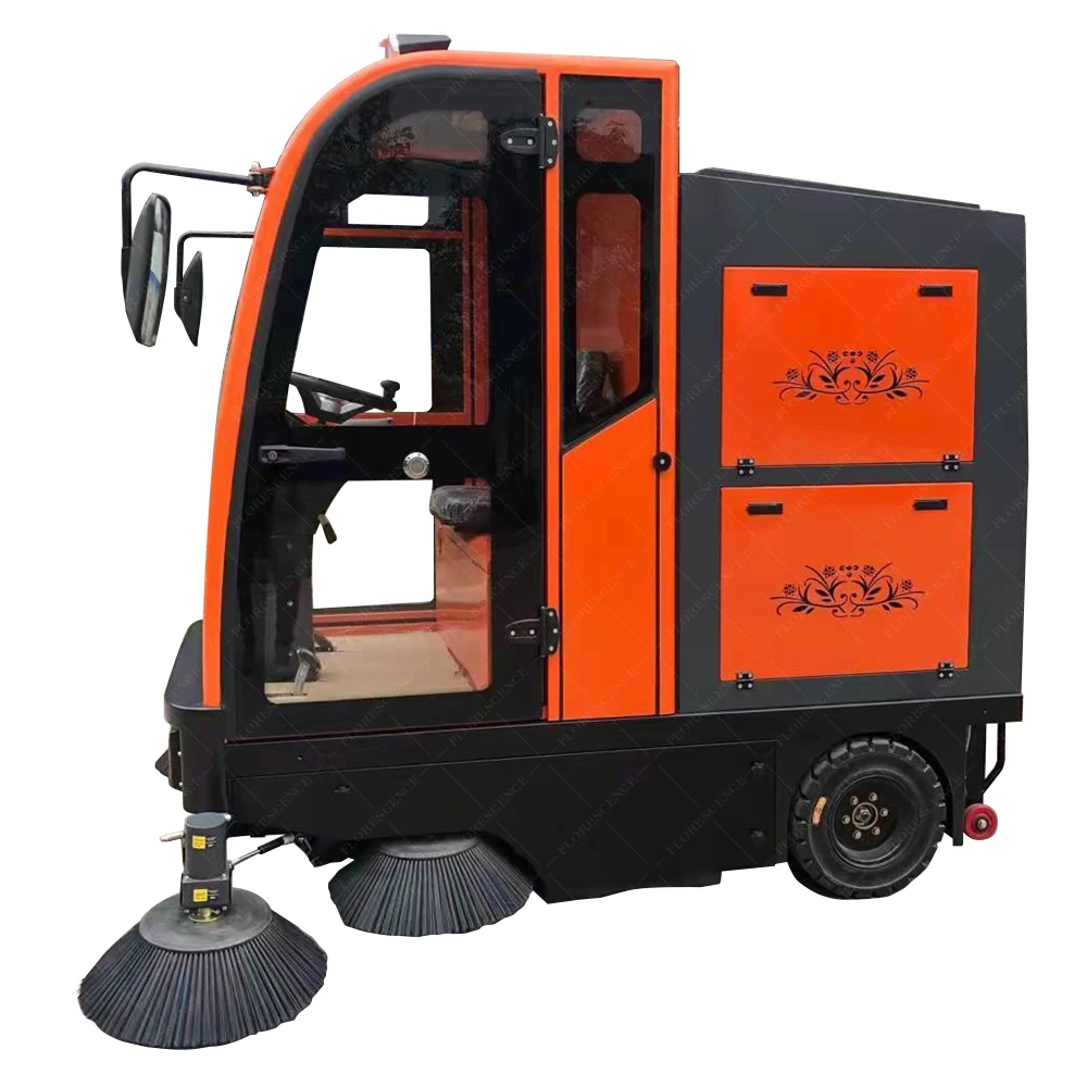 Industrial Street Power Broom Ride On Electric Road Sweeper Vehicle Truck For Road Cleaning
